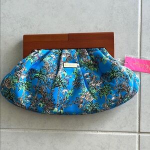 Lilly Pulitzer Blue and Green Tropical Clutch